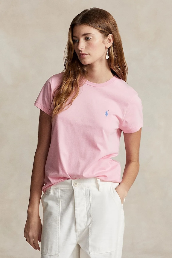 Βαμβακερό μπλουζάκι Polo Ralph Lauren κανονικό ροζ 211898698