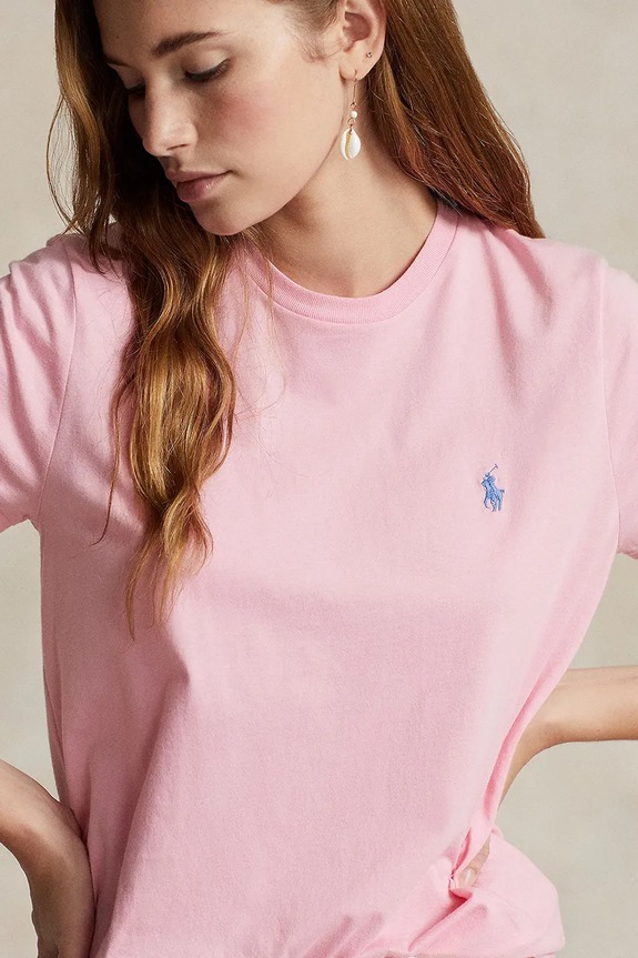 Βαμβακερό μπλουζάκι Polo Ralph Lauren ροζ 211898698