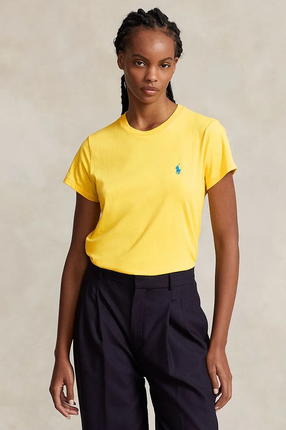 Βαμβακερό μπλουζάκι Polo Ralph Lauren κανονικό κίτρινο 211898698