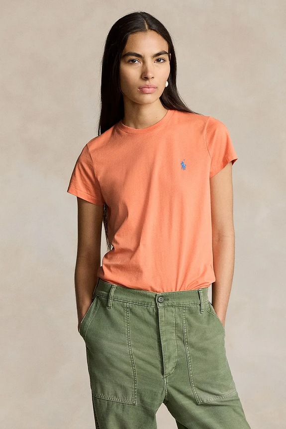 Βαμβακερό μπλουζάκι Polo Ralph Lauren κανονικό πορτοκαλί 211898698