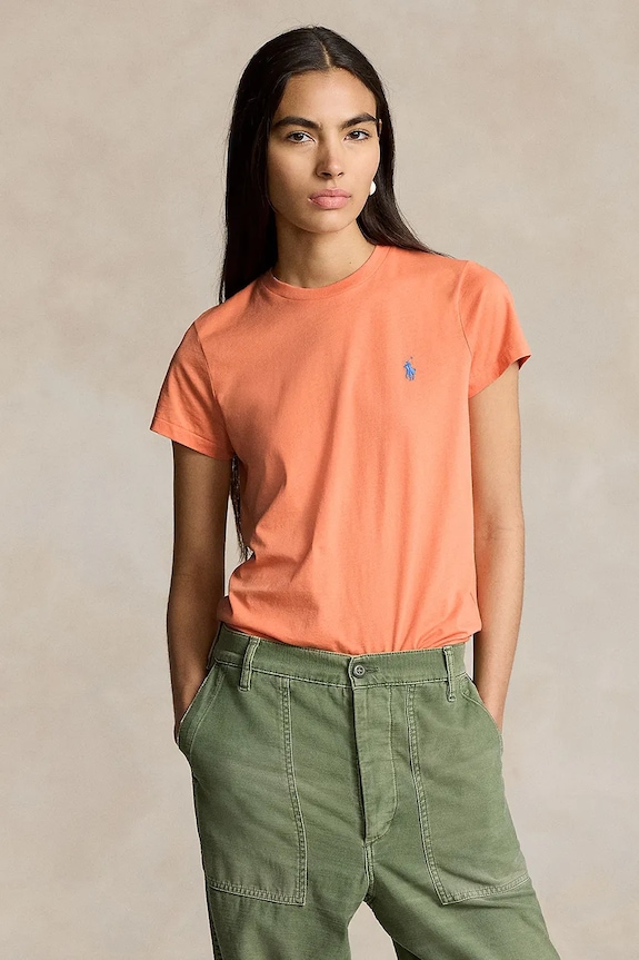 Βαμβακερό μπλουζάκι Polo Ralph Lauren κανονικό πορτοκαλί 211898698