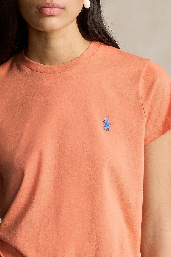 Βαμβακερό μπλουζάκι Polo Ralph Lauren πορτοκαλί 211898698