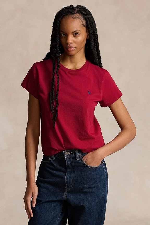 Памучна тениска Polo Ralph Lauren стандартна червен 211898698