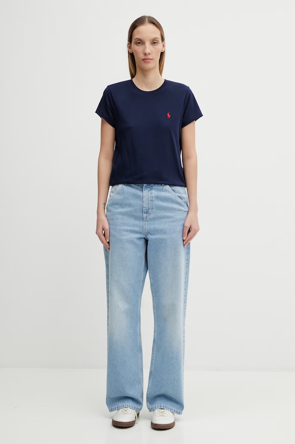 Pamučna majica Polo Ralph Lauren 211898698 mornarsko plava