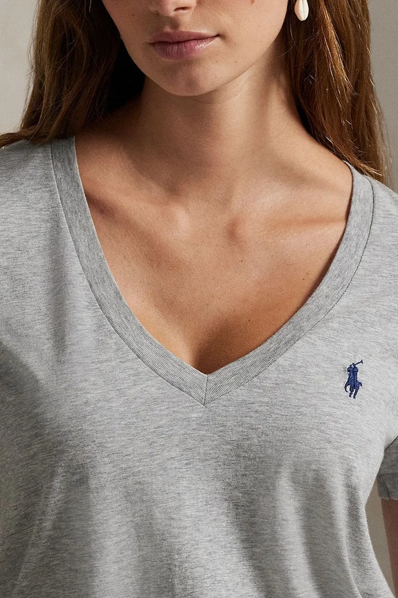 Pamučna majica Polo Ralph Lauren siva 211902403