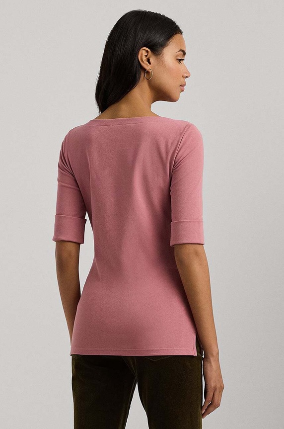 Lauren Ralph Lauren t-shirt damski bawełniany 200654963 różowy SS26