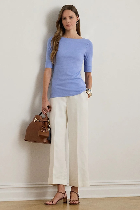 Îmbrăcăminte Lauren Ralph Lauren tricou de damă cu bumbac 200654963 albastru