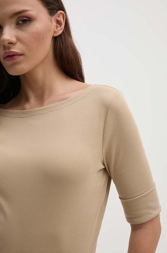 Lauren Ralph Lauren női Póló pamuttal elasztánnal bézs 200654963