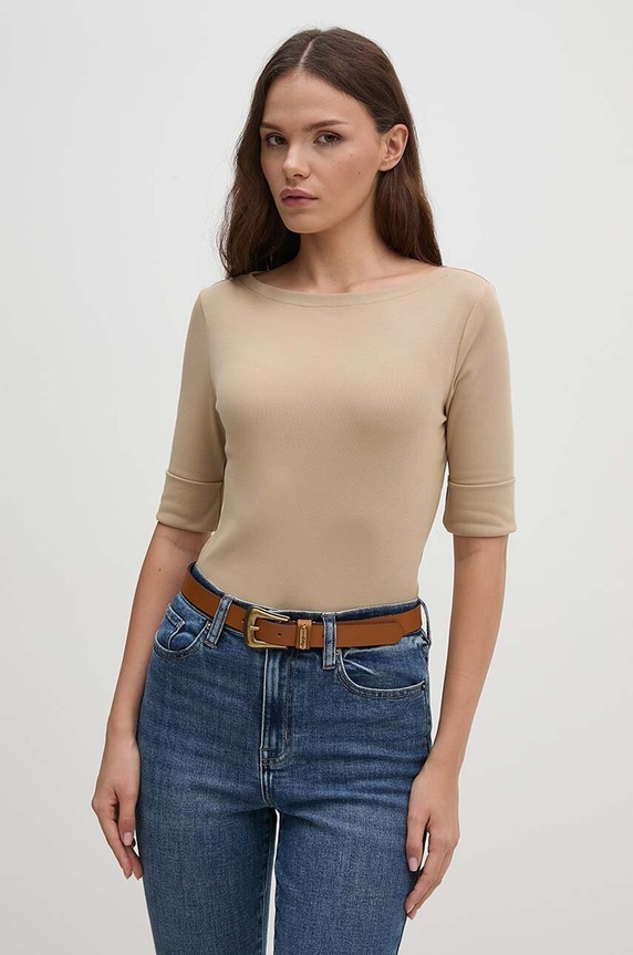 Lauren Ralph Lauren női Póló pamuttal 200654963 bézs SS26