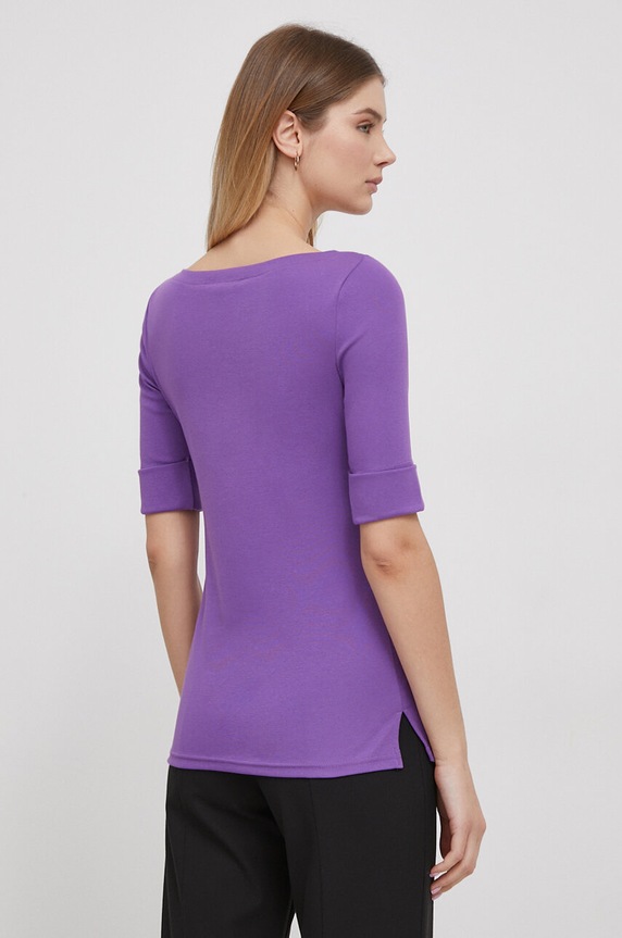 Ρούχα Lauren Ralph Lauren t-shirt γυναικείο με βαμβάκι 200654963 μωβ