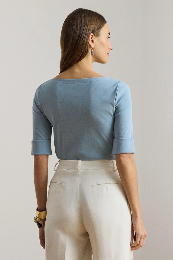 Lauren Ralph Lauren tričko dámske s bavlnou 200654963 modrá SS26