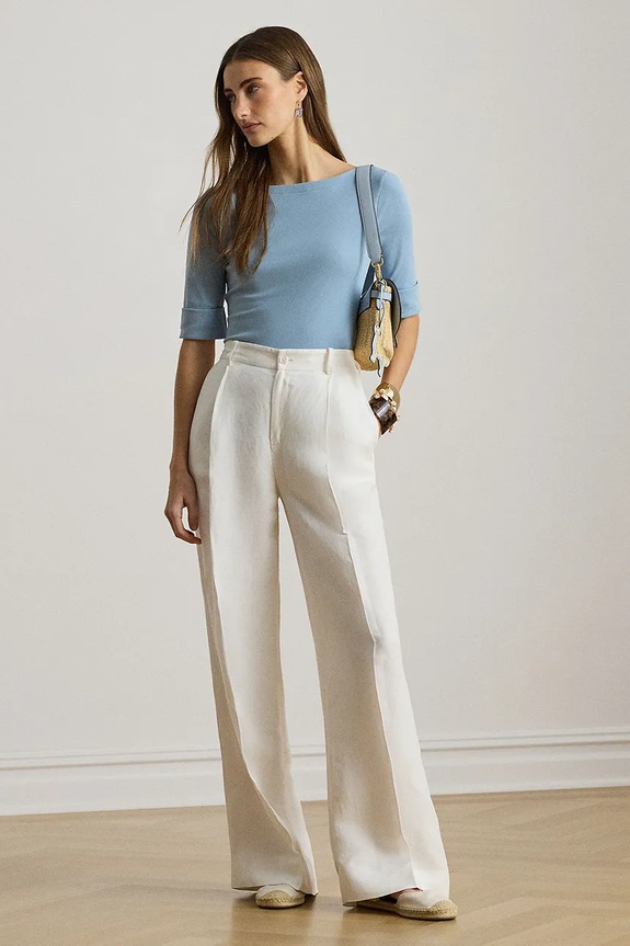 Oblečenie Lauren Ralph Lauren tričko dámske s bavlnou 200654963 modrá