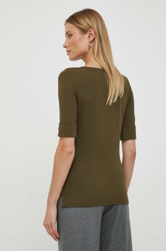 Odzież Lauren Ralph Lauren t-shirt damski z bawełną 200654963 zielony