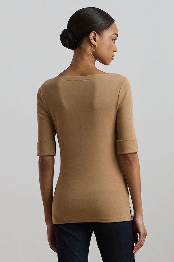 Lauren Ralph Lauren tričko dámske s bavlnou 200654963 béžová SS26