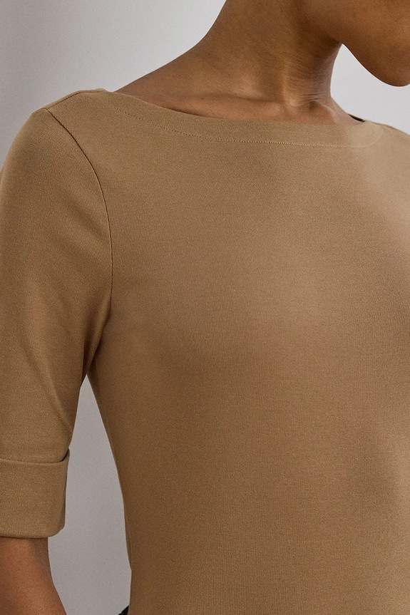 Lauren Ralph Lauren tričko dámske s bavlnou béžová 200654963