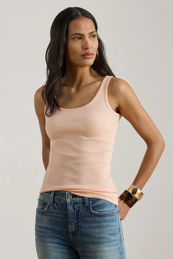 Lauren Ralph Lauren top pentru femei, din bumbac bej 200704777