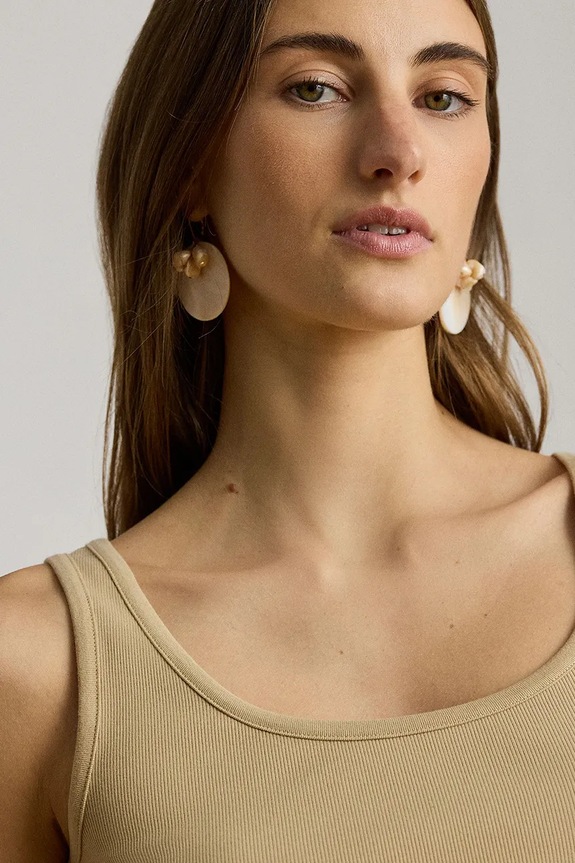 Lauren Ralph Lauren τοπ γυναικείο με βαμβάκι καφέ 200704777
