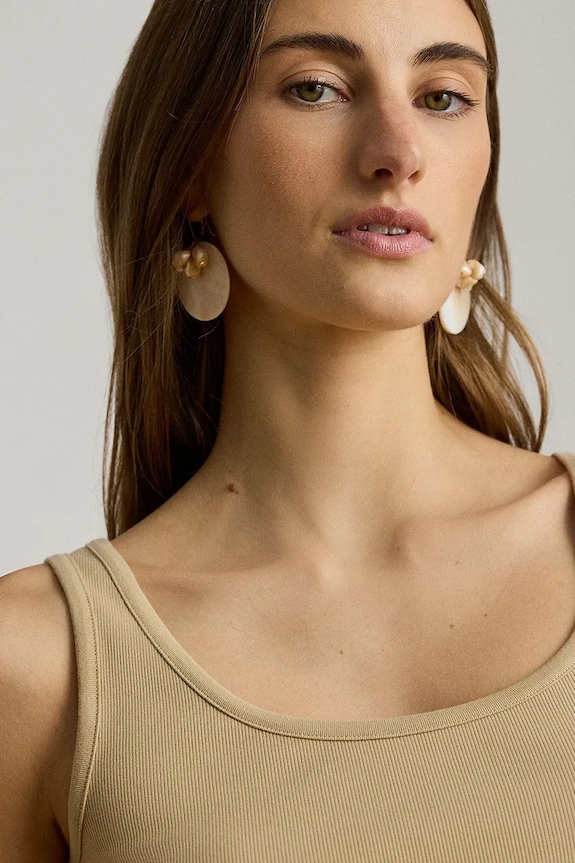 Lauren Ralph Lauren τοπ γυναικείο με βαμβάκι καφέ 200704777