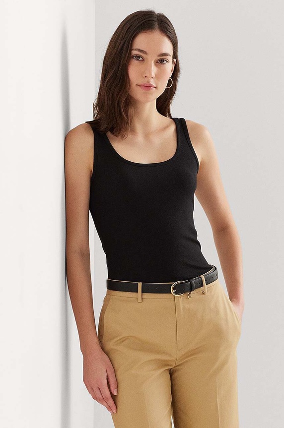 Lauren Ralph Lauren top dámsky s bavlnou čierna 200704777