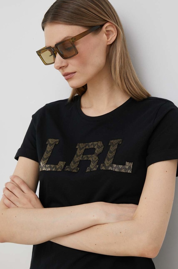 Lauren Ralph Lauren t-shirt bawełniany czarny 200889219