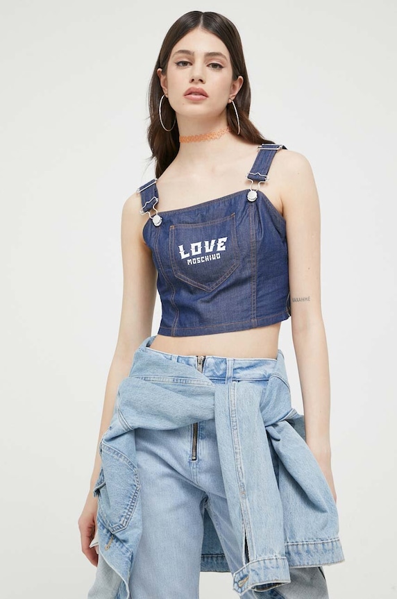Суичър Love Moschino вталена тъмносин W.C.E77.01.T.174A