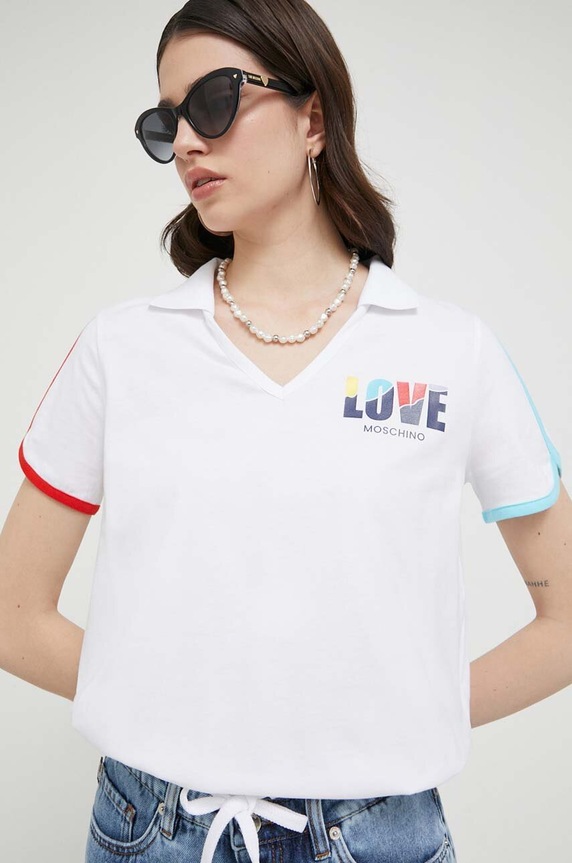 Love Moschino t-shirt applique bianco W.4.H93.01.M.3876