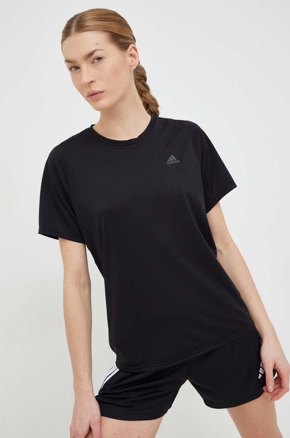 Тениска за бягане adidas Performance Run Icons стандартна черен H57742