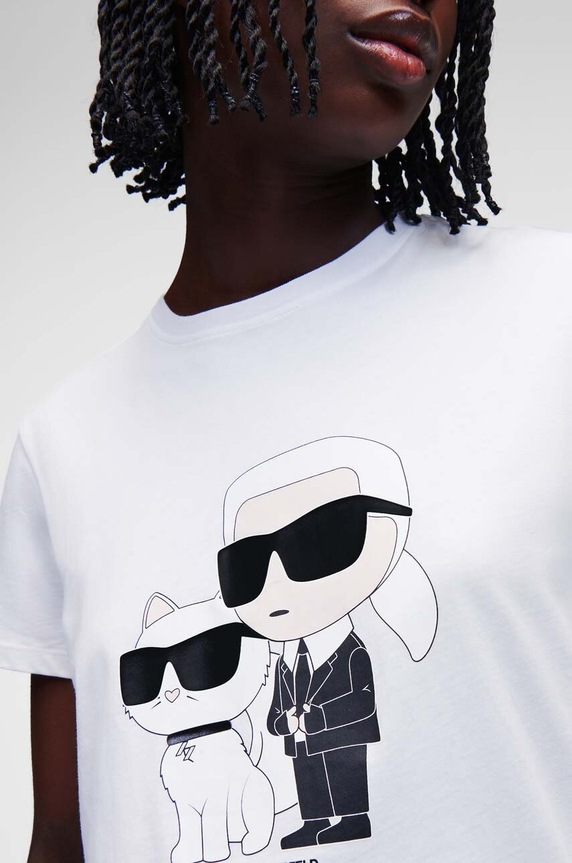 Bavlněné tričko Karl Lagerfeld 230W1704 bílá AW24