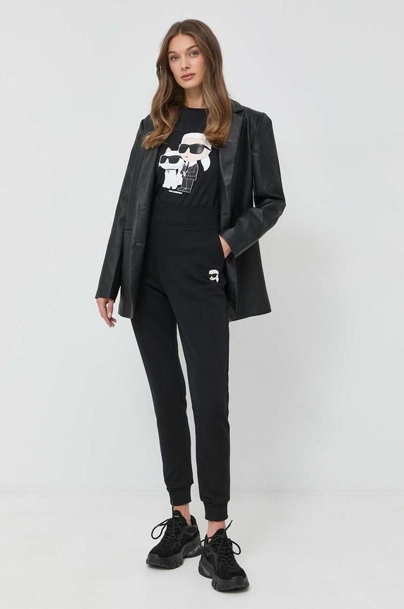 Karl Lagerfeld t-shirt bawełniany 230W1704 czarny AW24