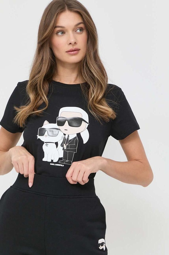 Karl Lagerfeld t-shirt bawełniany czarny 230W1704