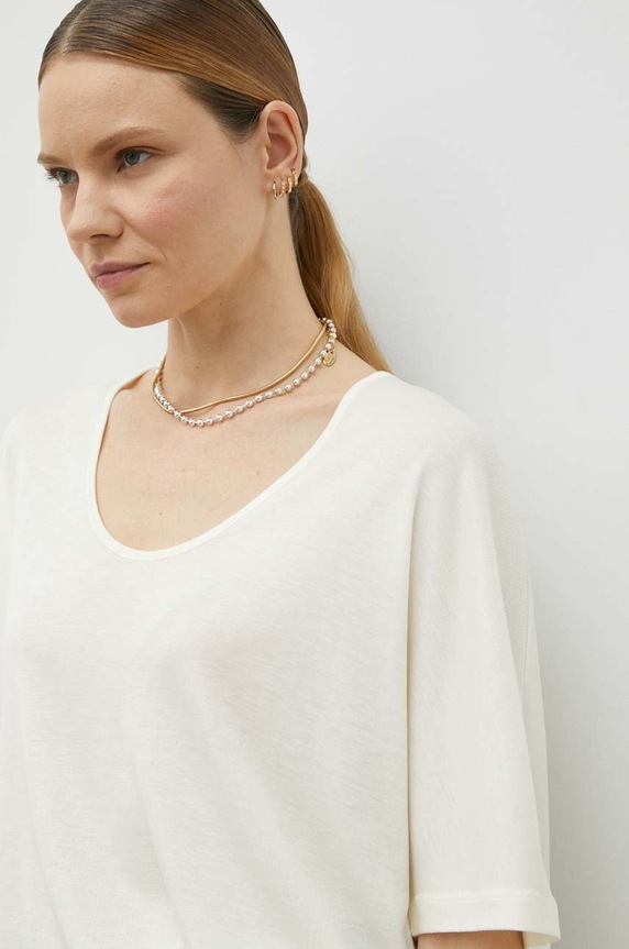 By Malene Birger t-shirt beżowy Q70278012Z