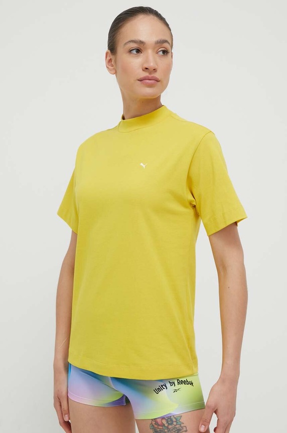 Βαμβακερό μπλουζάκι Puma βαμβάκι κίτρινο 537977