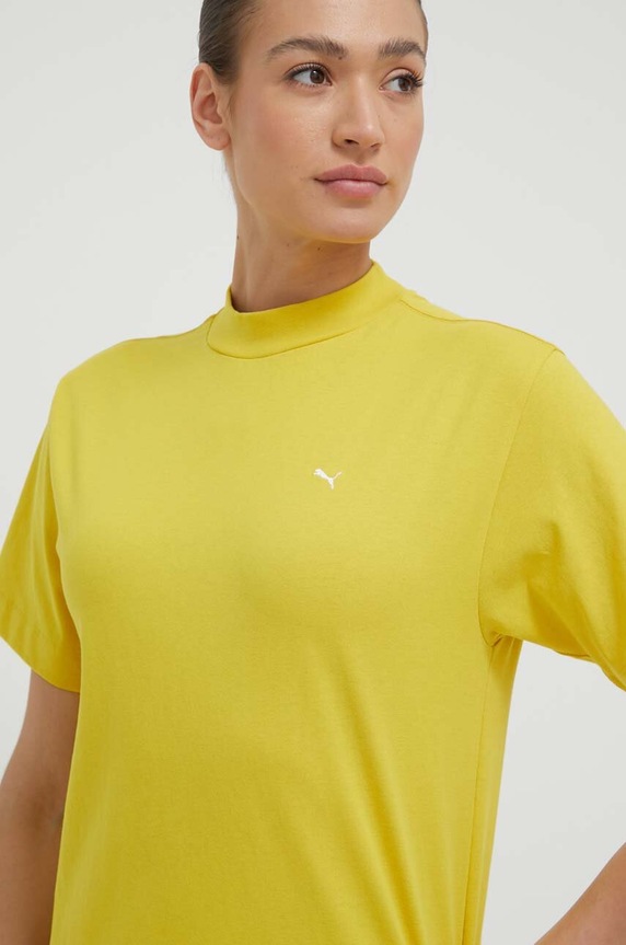Βαμβακερό μπλουζάκι Puma κίτρινο 537977