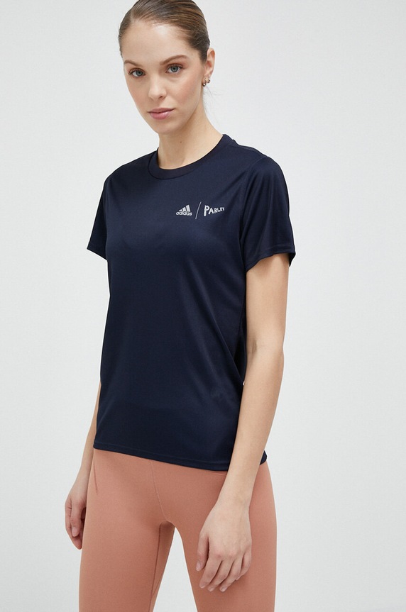 Μπλουζάκι για τρέξιμο adidas Performance x Parley slim σκούρο μπλε HR6987