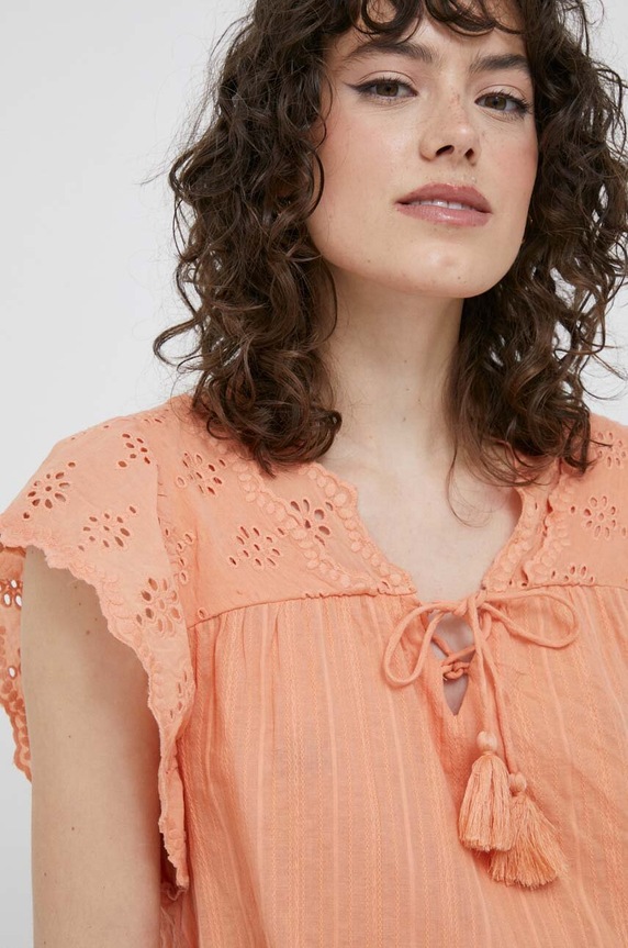 Pepe Jeans bluzka bawełniana Anaise PL304433.118 pomarańczowy