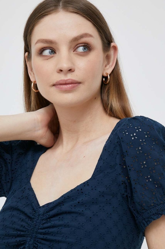 Pamučni top Pepe Jeans Philana PL304506.594 mornarsko plava