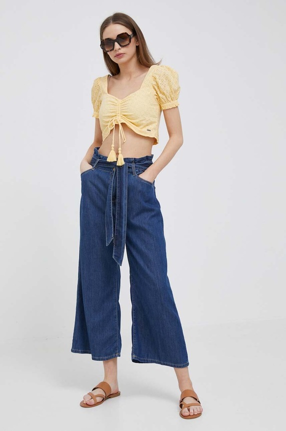 Pepe Jeans top din bumbac PL304506.039 galben SS23