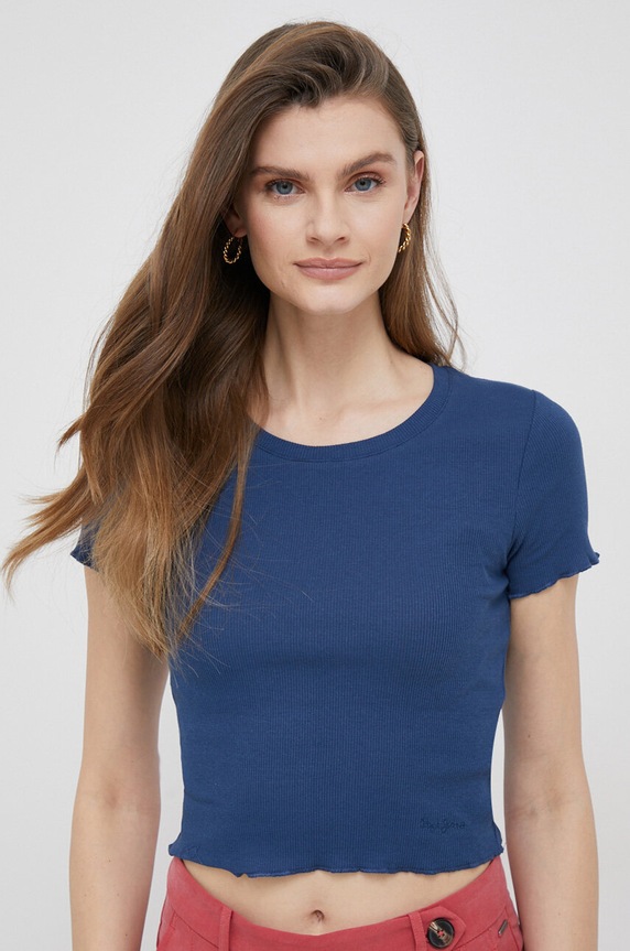 Pepe Jeans tricou Cara uni bleumarin PL505492.588