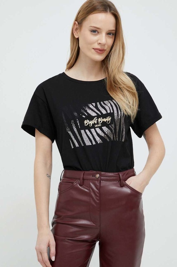 Liu Jo t-shirt bawełniany nadruk czarny WA3332.J6410