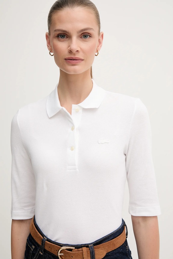 Βαμβακερό μπλουζάκι Lacoste λευκό PF0503