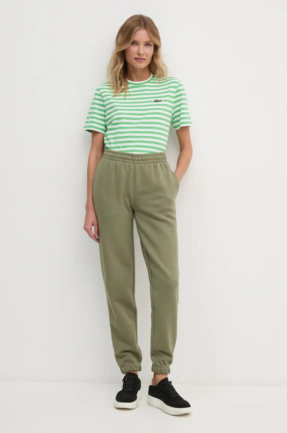 Памучна тениска Lacoste TF2594 зелен AW24