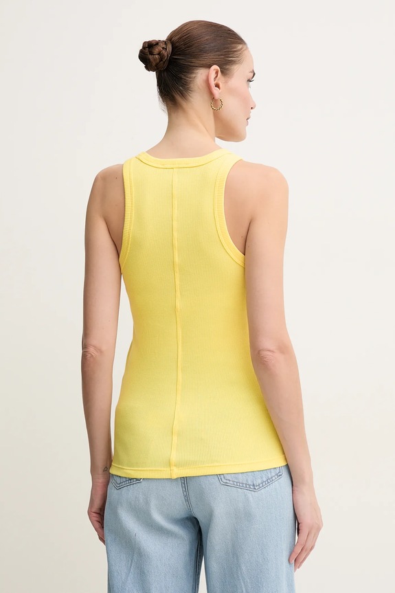 Lacoste top damski bawełniany TF5388 żółty SS26