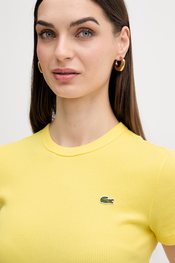 Βαμβακερό μπλουζάκι Lacoste κίτρινο TF5538