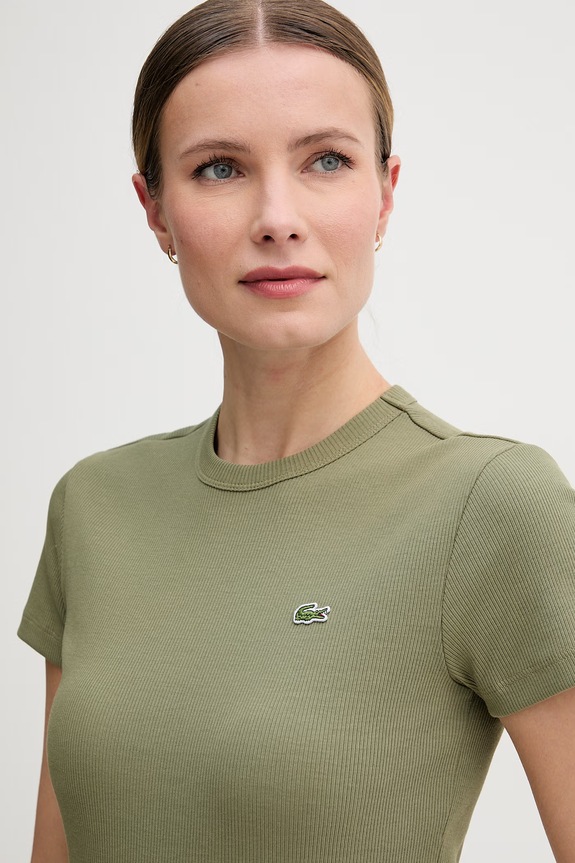 Lacoste T-shirt damski bawełniany zielony TF5538