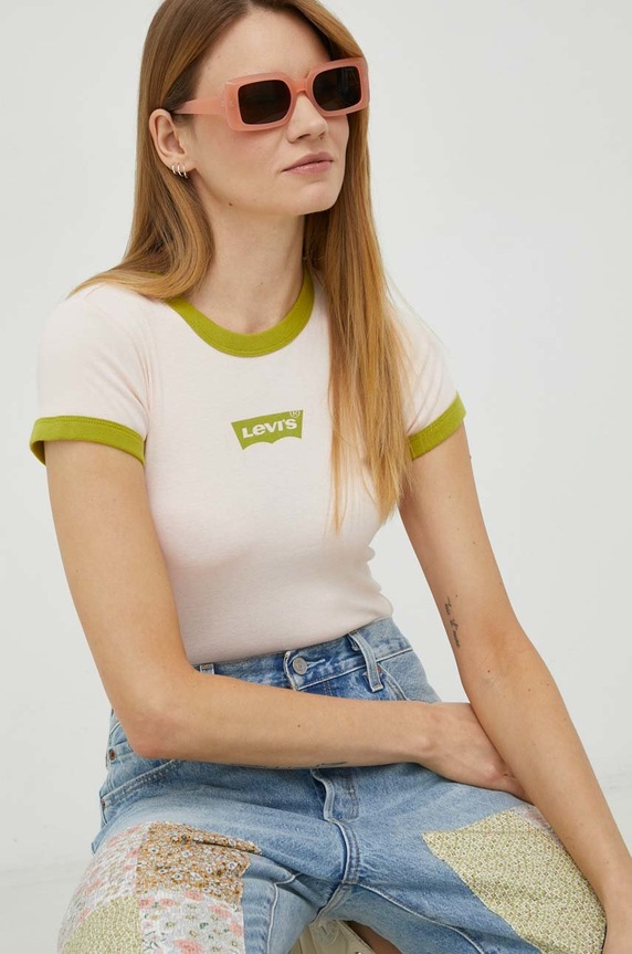 Βαμβακερό μπλουζάκι Levi's βαμβάκι ροζ A3523.0032