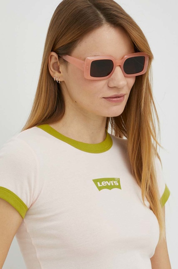 Βαμβακερό μπλουζάκι Levi's ροζ A3523.0032