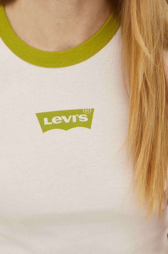 Βαμβακερό μπλουζάκι Levi's A3523.0032 ροζ