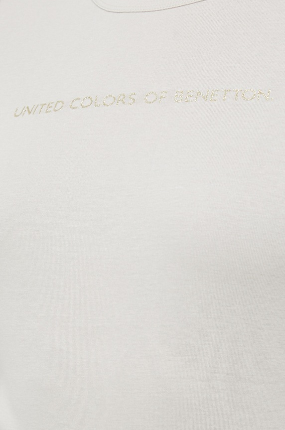 Памучна тениска United Colors of Benetton 3GA2E16A2.152.. бежов