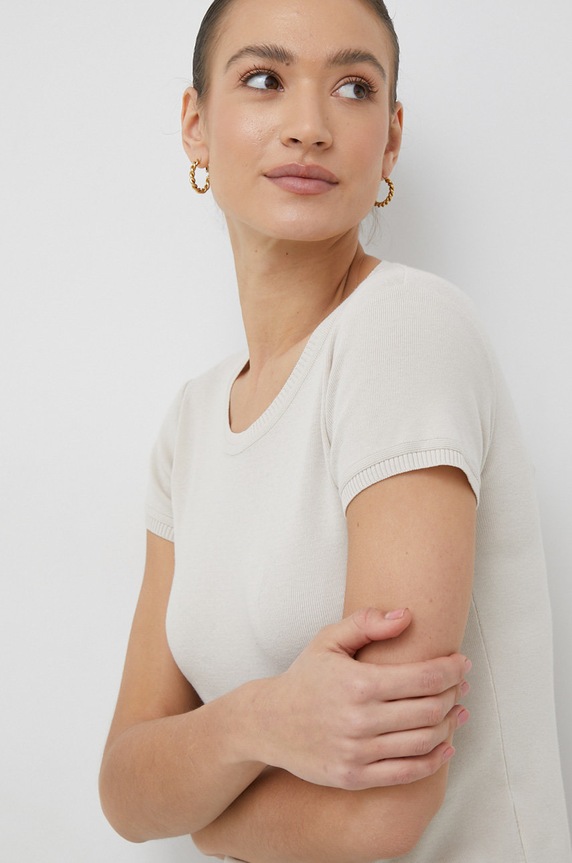 United Colors of Benetton t-shirt bawełniany beżowy 1091D1M10.152