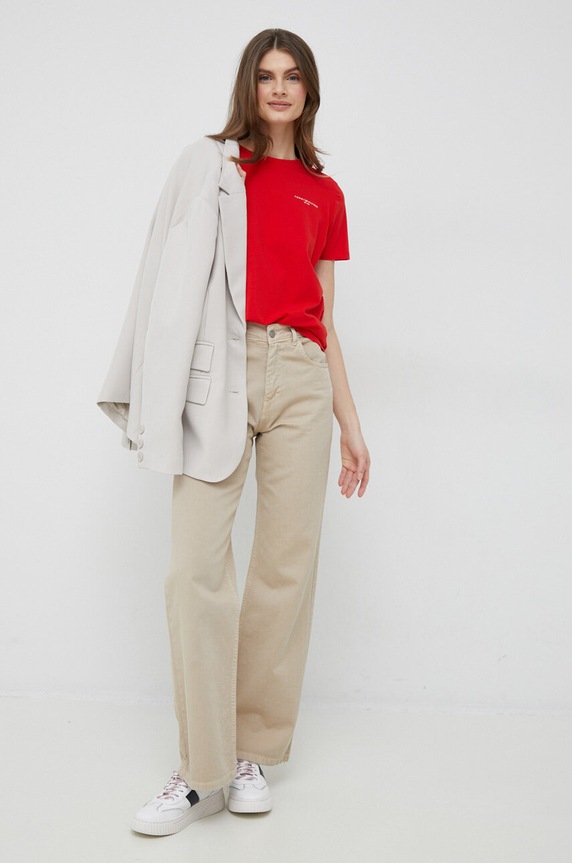 Tričko Tommy Hilfiger WW0WW37877.PPYX červená SS24